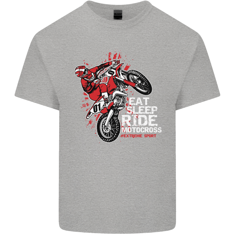 Eat Sleep Ride Motocross Dirt Bike MotoX Kids T-Shirt Childrens Sports Grey