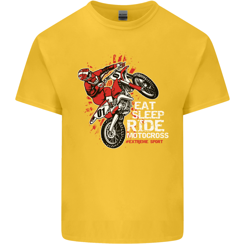 Eat Sleep Ride Motocross Dirt Bike MotoX Kids T-Shirt Childrens Yellow