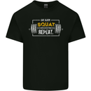 Eat Sleep Squat Repeat Gym Training Top Mens Cotton T-Shirt Tee Top Black