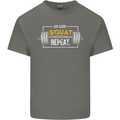 Eat Sleep Squat Repeat Gym Training Top Mens Cotton T-Shirt Tee Top Charcoal