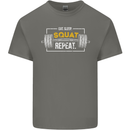 Eat Sleep Squat Repeat Gym Training Top Mens Cotton T-Shirt Tee Top Charcoal