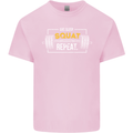 Eat Sleep Squat Repeat Gym Training Top Mens Cotton T-Shirt Tee Top Light Pink
