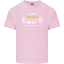 Eat Sleep Squat Repeat Gym Training Top Mens Cotton T-Shirt Tee Top Light Pink