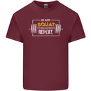 Eat Sleep Squat Repeat Gym Training Top Mens Cotton T-Shirt Tee Top Maroon