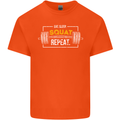 Eat Sleep Squat Repeat Gym Training Top Mens Cotton T-Shirt Tee Top Orange
