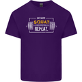 Eat Sleep Squat Repeat Gym Training Top Mens Cotton T-Shirt Tee Top Purple
