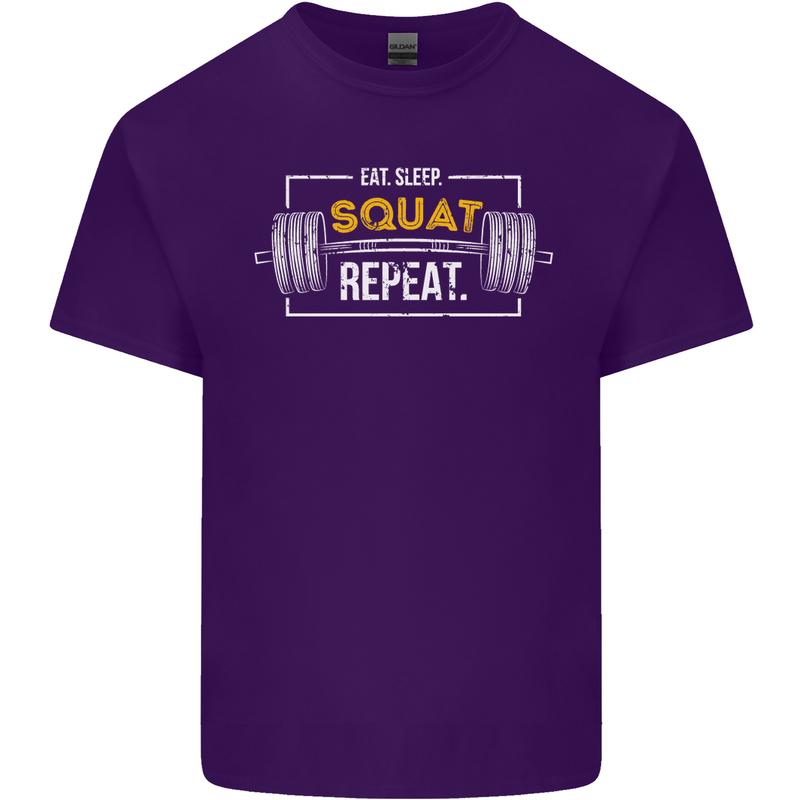 Eat Sleep Squat Repeat Gym Training Top Mens Cotton T-Shirt Tee Top Purple