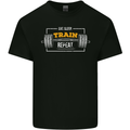 Eat Sleep Train Repeat Gym Training Top Mens Cotton T-Shirt Tee Top Black