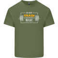 Eat Sleep Train Repeat Gym Training Top Mens Cotton T-Shirt Tee Top Military Green