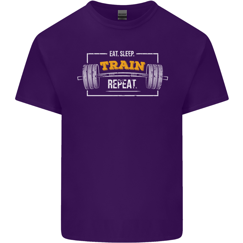 Eat Sleep Train Repeat Gym Training Top Mens Cotton T-Shirt Tee Top Purple