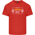 Eat Sleep Train Repeat Gym Training Top Mens Cotton T-Shirt Tee Top Red