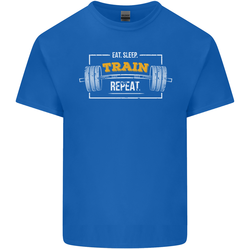 Eat Sleep Train Repeat Gym Training Top Mens Cotton T-Shirt Tee Top Royal Blue