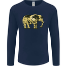 Elephant Ecology Animal Mens Long Sleeve T-Shirt Navy Blue