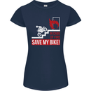 Emergency Motorbike Biker Motorcycle Womens Petite Cut T-Shirt Navy Blue