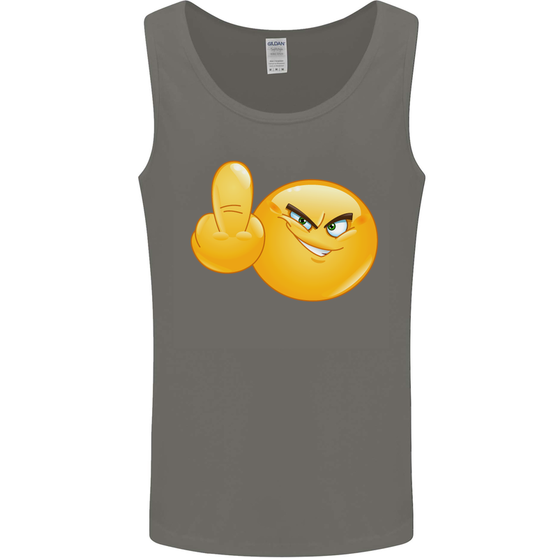 Emoji Middle Finger Flip Funny Offensive Mens Vest Tank Top Charcoal