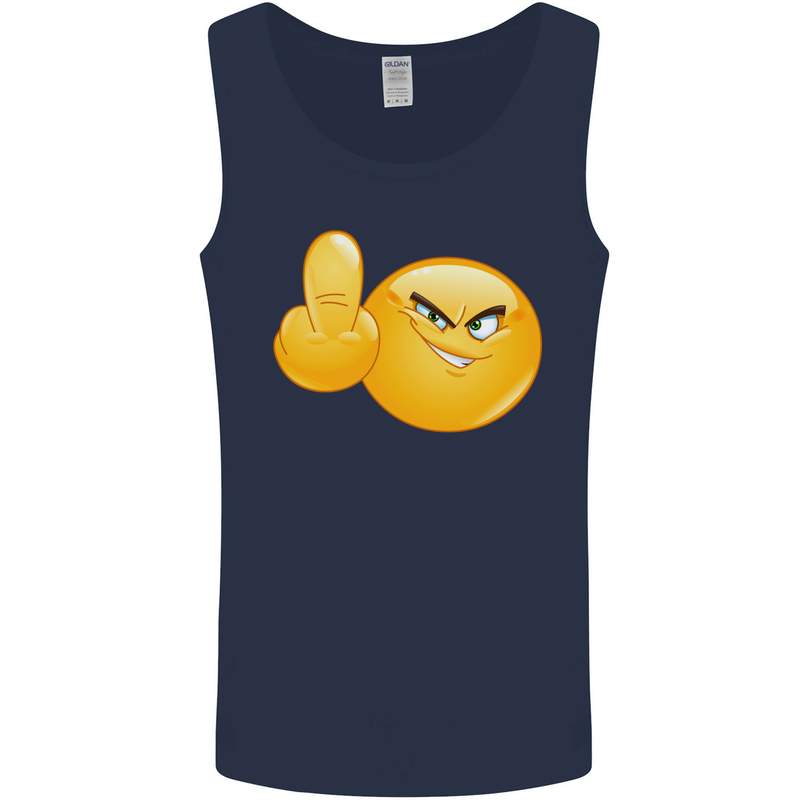 Emoji Middle Finger Flip Funny Offensive Mens Vest Tank Top Navy Blue