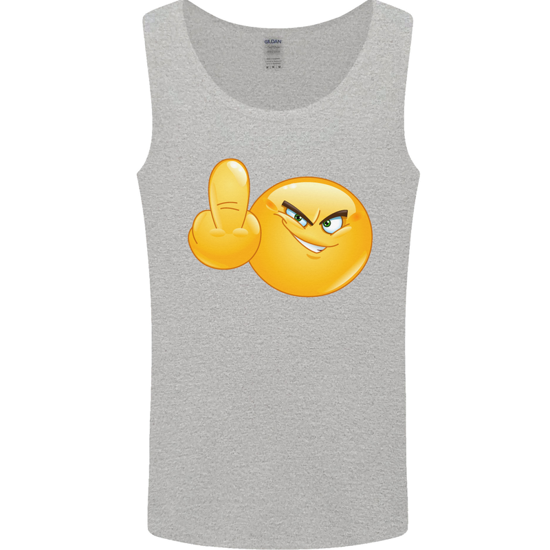 Emoji Middle Finger Flip Funny Offensive Mens Vest Tank Top Sports Grey