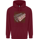 Engines & Beer Cars Hot Rod Mechanic Funny Mens 80% Cotton Hoodie Maroon