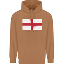 England Flag St Georges Day Rugby Football Mens 80% Cotton Hoodie Caramel Latte