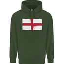 England Flag St Georges Day Rugby Football Mens 80% Cotton Hoodie Forest Green