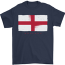 England Flag St Georges Day Rugby Football Mens T-Shirt Cotton Gildan Navy Blue