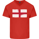 England Flag St Georges Day Rugby Football Mens V-Neck Cotton T-Shirt Red