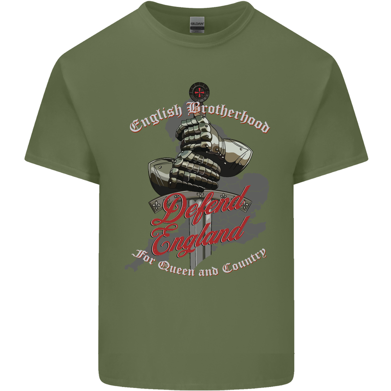 English Brotherhood Mens Cotton T-Shirt Tee Top Military Green
