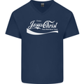 Enjoy Jesus Christ Funny Chiristian Mens V-Neck Cotton T-Shirt Navy Blue