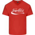 Enjoy Jesus Christ Funny Chiristian Mens V-Neck Cotton T-Shirt Red
