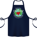 Environment Save the Ocean Stop Pollution Cotton Apron 100% Organic Navy Blue