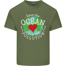 Environment Save the Ocean Stop Pollution Mens Cotton T-Shirt Tee Top Military Green