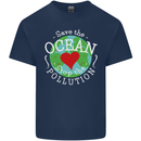 Environment Save the Ocean Stop Pollution Mens Cotton T-Shirt Tee Top Navy Blue