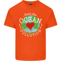 Environment Save the Ocean Stop Pollution Mens Cotton T-Shirt Tee Top Orange
