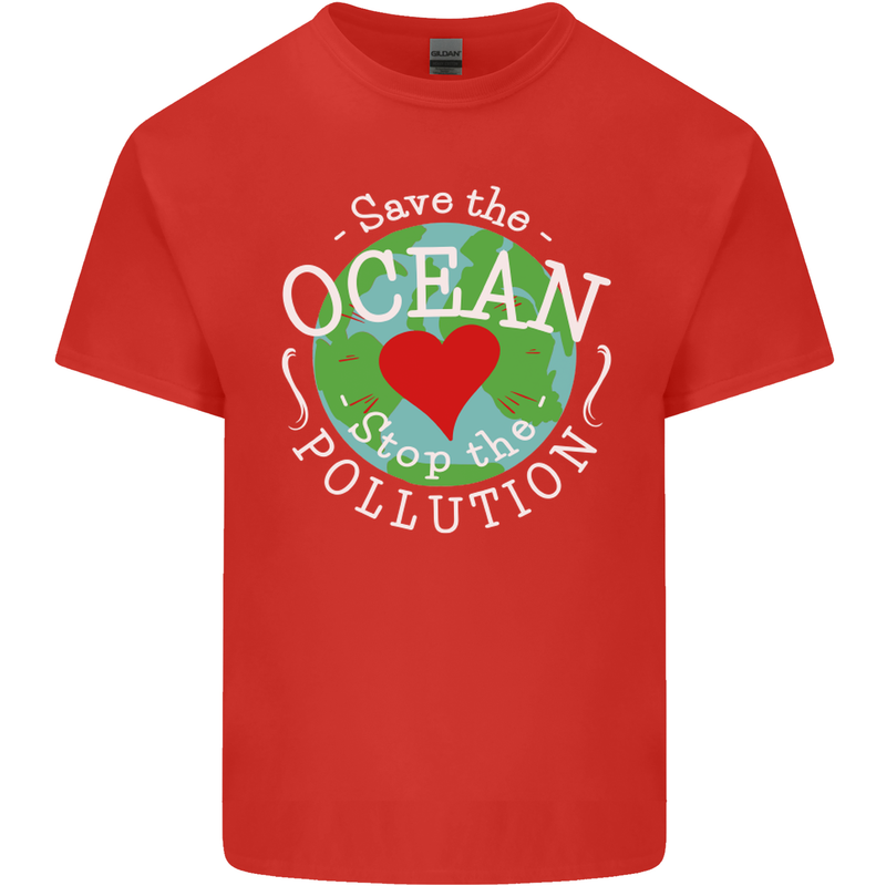Environment Save the Ocean Stop Pollution Mens Cotton T-Shirt Tee Top Red