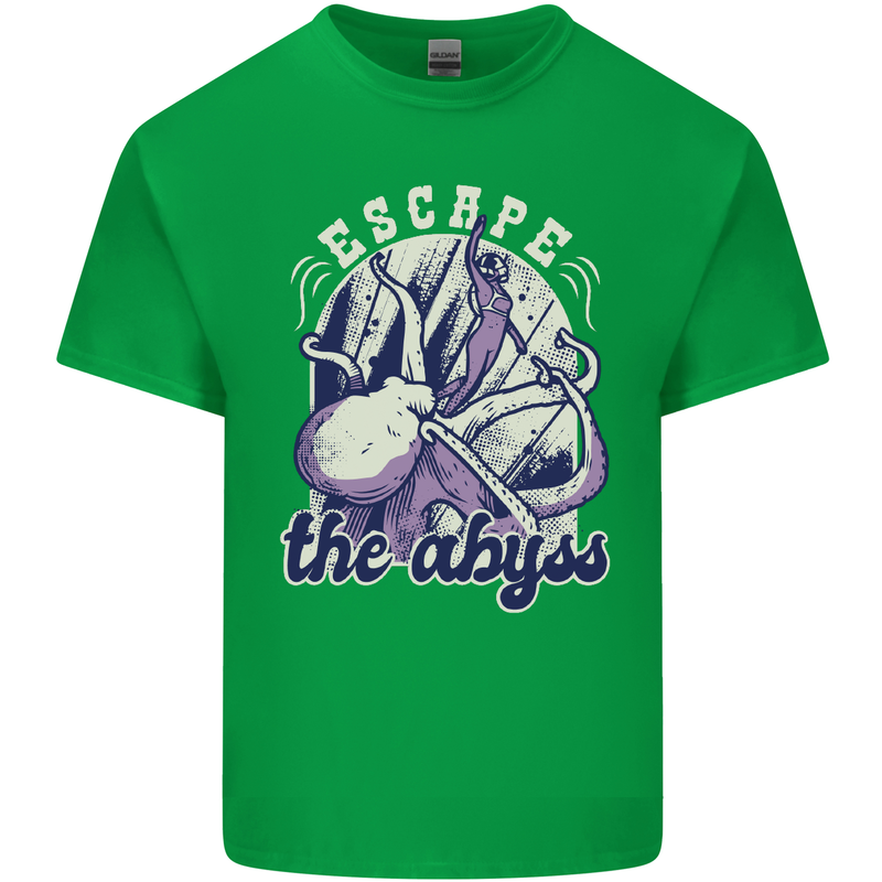 Escape the Abyss Scuba Diving Mens Cotton T-Shirt Tee Top Irish Green