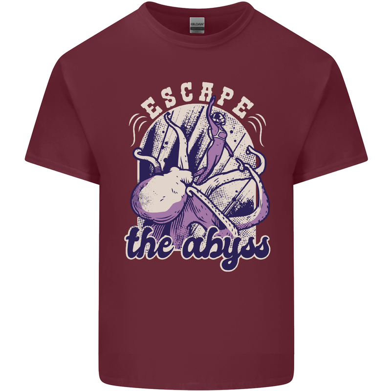 Escape the Abyss Scuba Diving Mens Cotton T-Shirt Tee Top Maroon