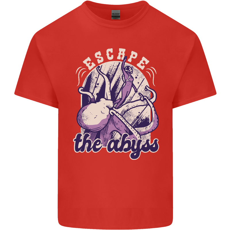 Escape the Abyss Scuba Diving Mens Cotton T-Shirt Tee Top Red