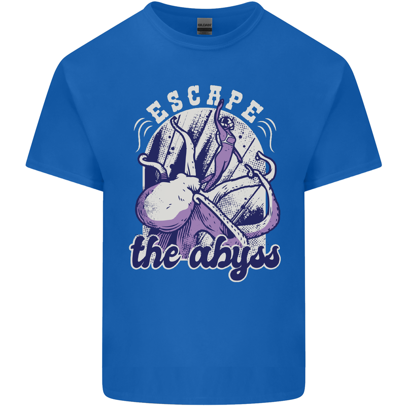 Escape the Abyss Scuba Diving Mens Cotton T-Shirt Tee Top Royal Blue