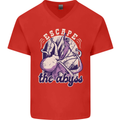 Escape the Abyss Scuba Diving Mens V-Neck Cotton T-Shirt Red