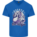 Escape the Abyss Scuba Diving Mens V-Neck Cotton T-Shirt Royal Blue