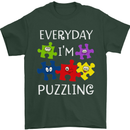 Every Day I'm Puzzling Autism Autistic ASD Mens T-Shirt Cotton Gildan Forest Green