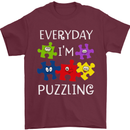 Every Day I'm Puzzling Autism Autistic ASD Mens T-Shirt Cotton Gildan Maroon