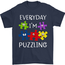 Every Day I'm Puzzling Autism Autistic ASD Mens T-Shirt Cotton Gildan Navy Blue