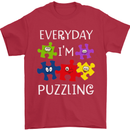 Every Day I'm Puzzling Autism Autistic ASD Mens T-Shirt Cotton Gildan Red