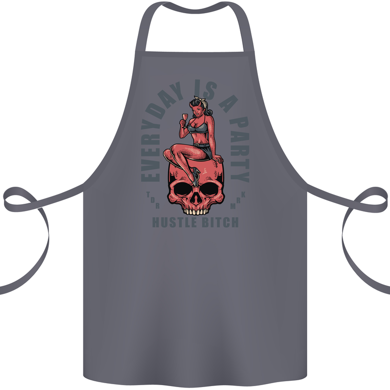 Every Day Is a Party Hustle Skull Alcohol Cotton Apron 100% Organic Steel
