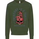 Every Day Is a Party Hustle Skull Alcohol Kids Sweatshirt Jumper Forest Green