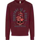Every Day Is a Party Hustle Skull Alcohol Mens Sweatshirt Jumper Maroon