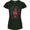 Every Day Is a Party Hustle Skull Alcohol Womens Petite Cut T-Shirt Black
