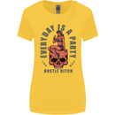 Every Day Is a Party Hustle Skull Alcohol Womens Wider Cut T-Shirt Yellow