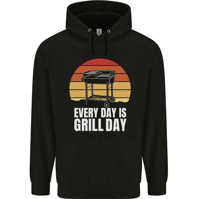 Every Days a Grill Day Funny BBQ Retirement Childrens Kids Hoodie Black
